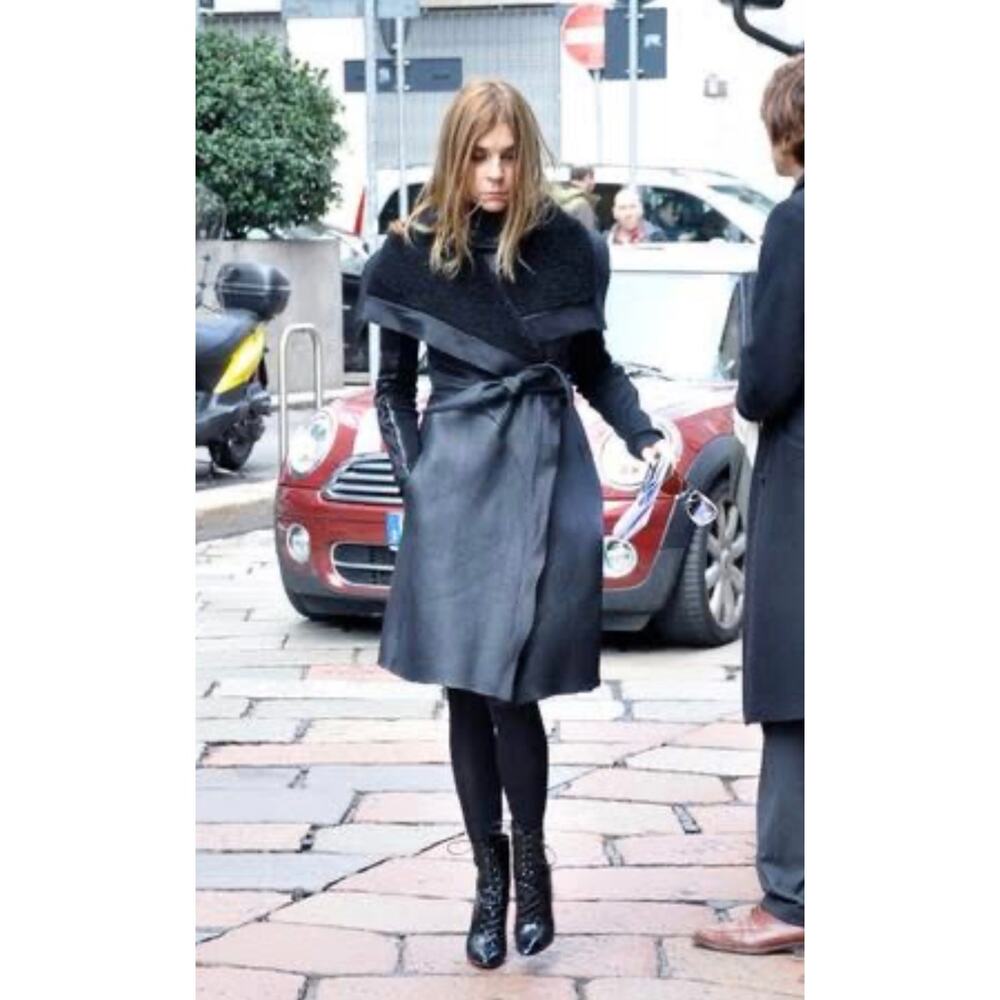 Rick Owens Archival 2010 Leather Shearling Wrap Coat - Picture 13 of 13
